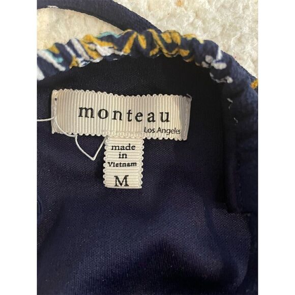 Monteau Los Angeles Women's M Navy Blue Floral Spaghetti Strap Camisole Top - Picture 8 of 9